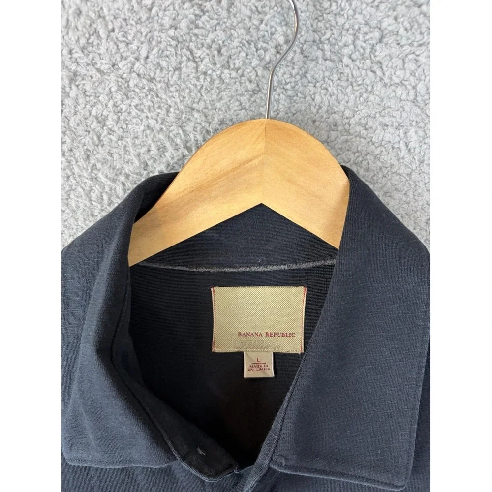 Banana Republic Shirt Mens Large Black Long Sleeve Button Front Pockets Casual